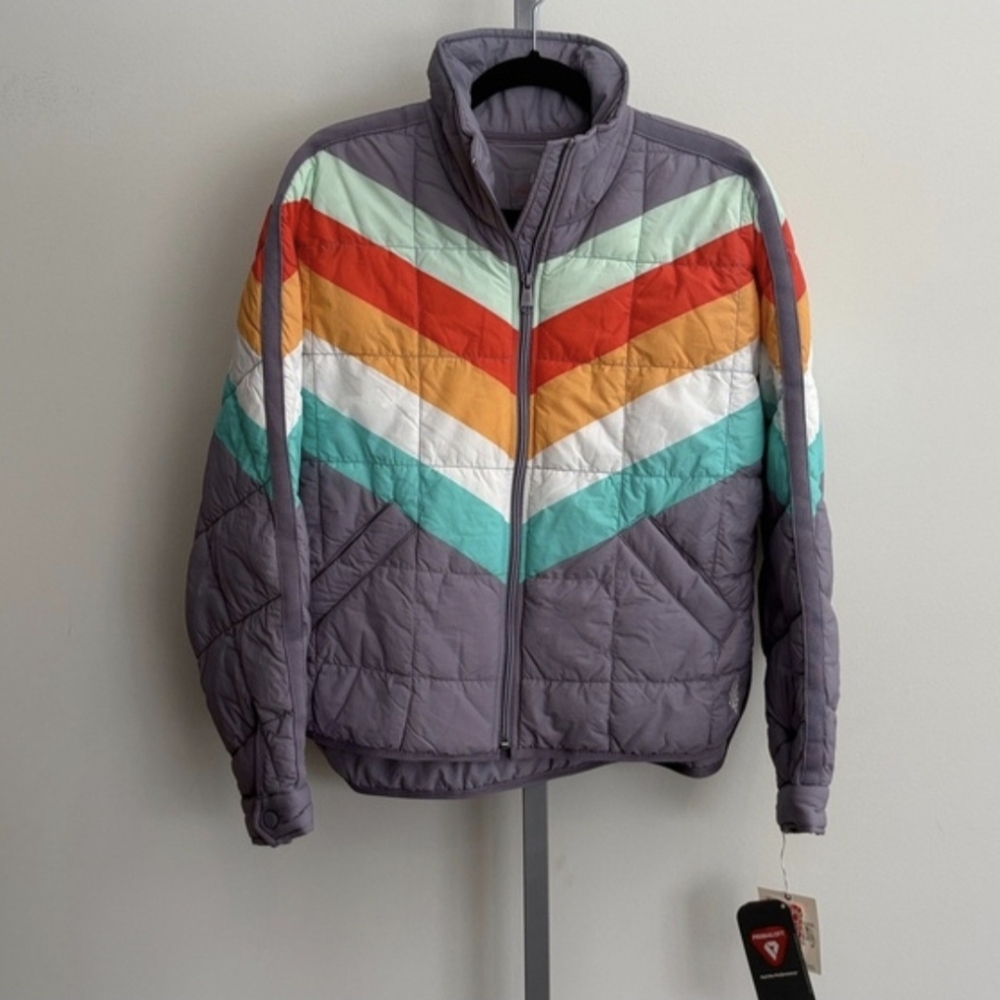 FP Movement by Free People Pippa Packable Puffer Jacket grey chevron new